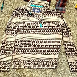 Chubbies The Bear Hug Pullover Quarter Zip Mock Neck Long Sleeves Bear Pattern